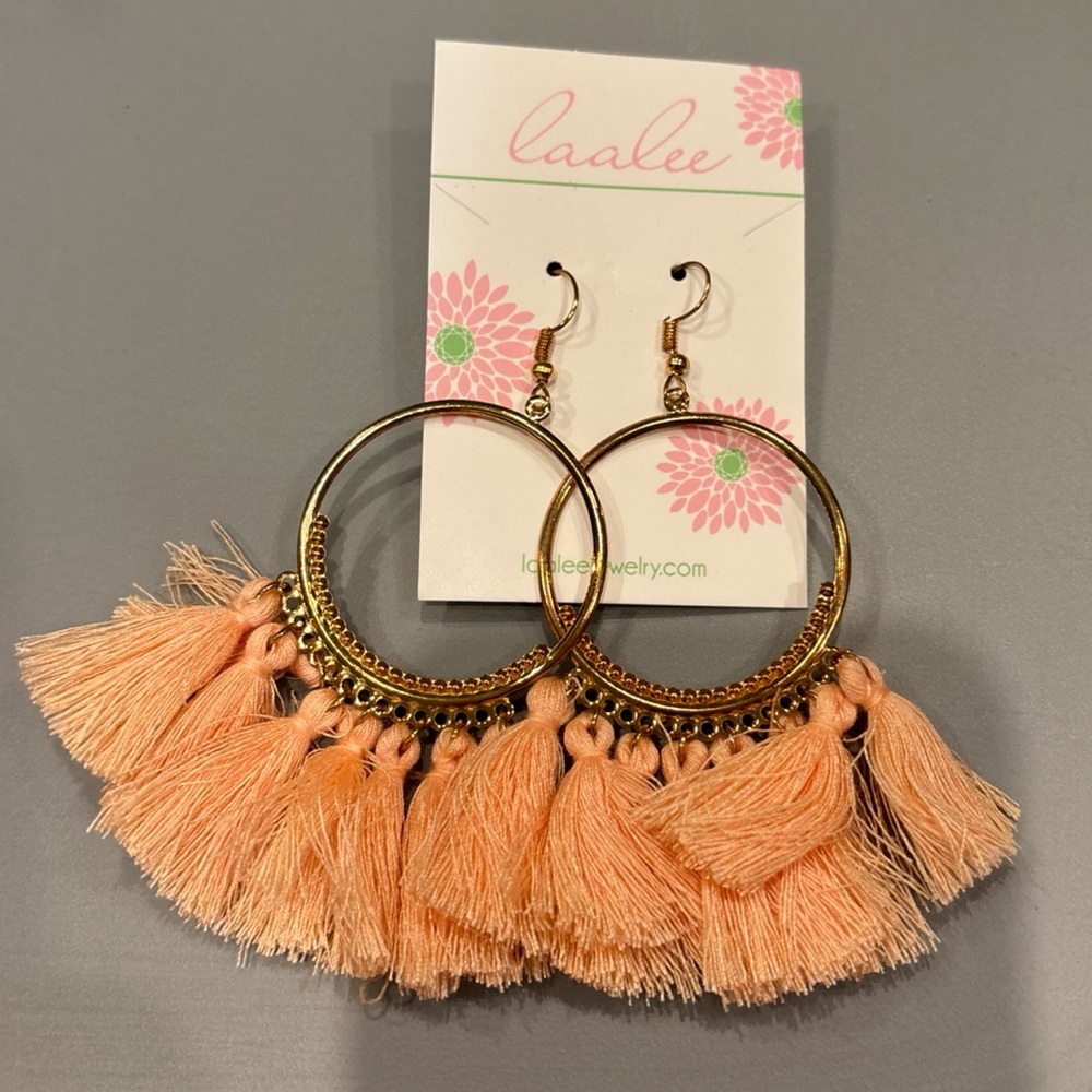 NWT Coral tassel earrings